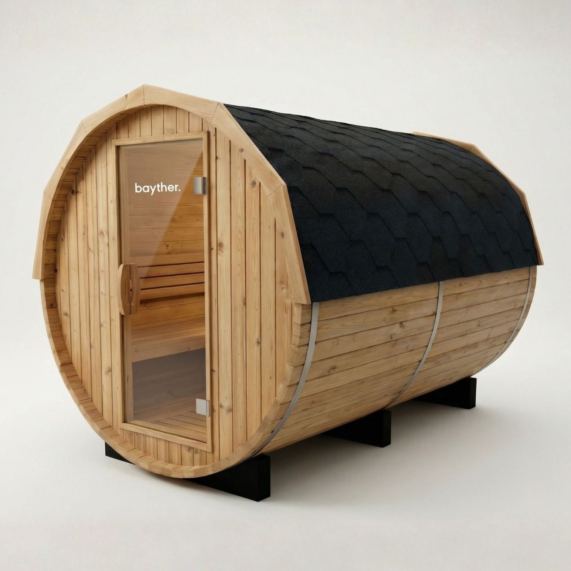 Bayther 4–6 person outdoor barrel sauna for home backyard use in New Zealand